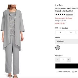 Le Bos pant suit/new with tags